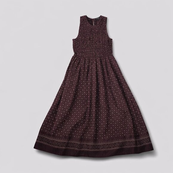 Madewell The Melody Smocked Midi Dress In Daisy Print M Dusty Plum Cotton Poplin - Picture 15 of 16